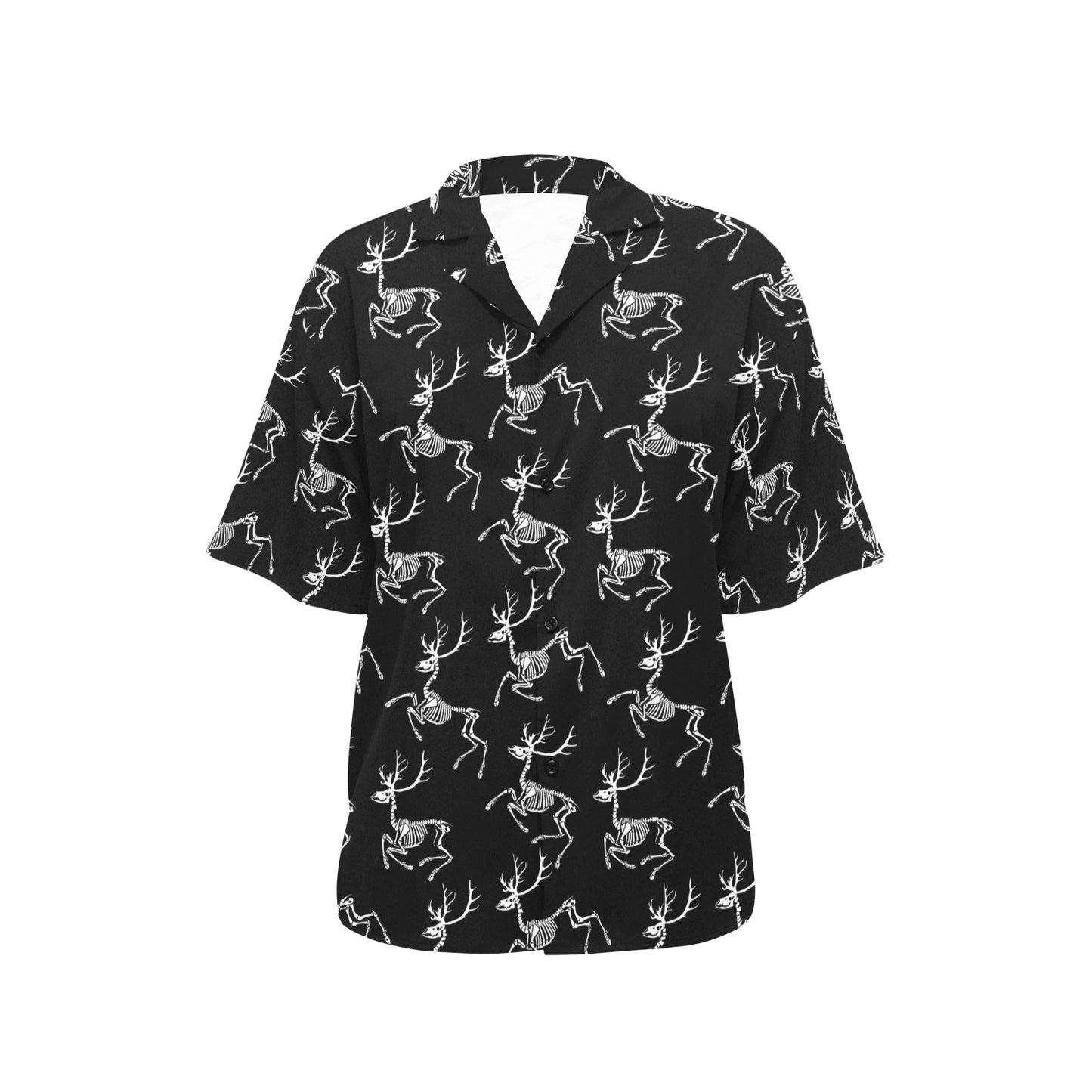Deer Skeleton Print Pattern Women's Hawaiian Shirt