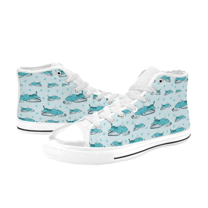 Snowmobile Print Design LKS301 High Top Women's White Shoes