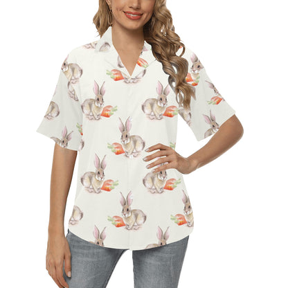 Rabbit Pattern Print Design 01 Women's Hawaiian Shirt