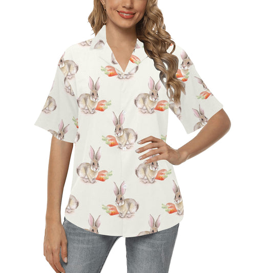 Rabbit Pattern Print Design 01 Women's Hawaiian Shirt