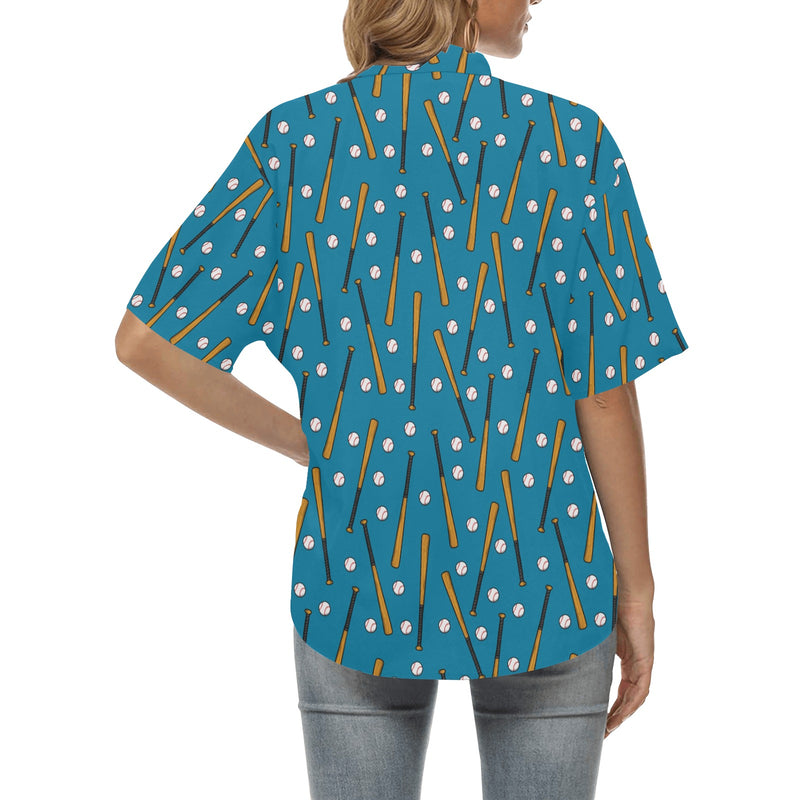 Baseball Pattern Print Design 01 Women's Hawaiian Shirt