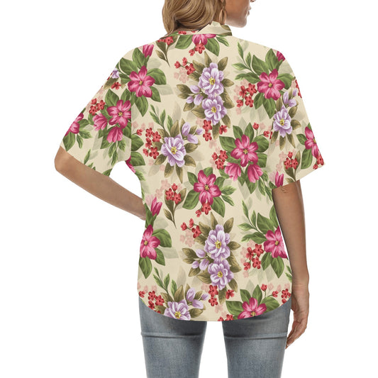 Summer Floral Pattern Print Design SF08 Women's Hawaiian Shirt