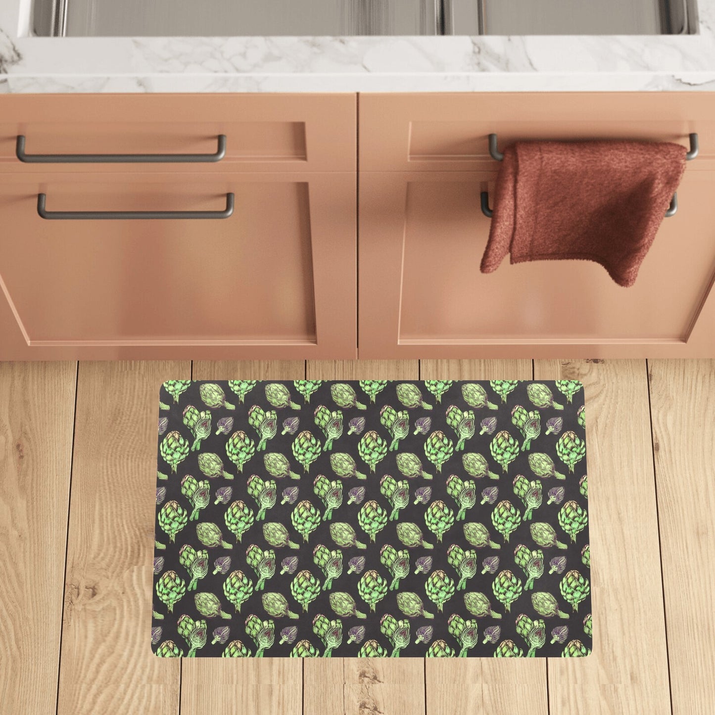 Artichoke Pattern Print Design 02 Kitchen Mat