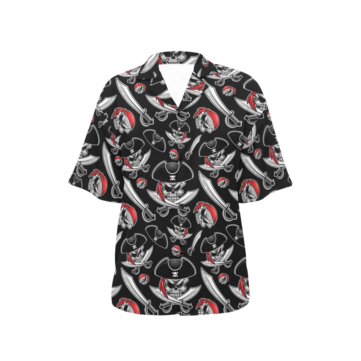 Pirate Pattern Print Design A05 Women's Hawaiian Shirt