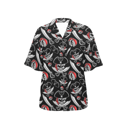 Pirate Pattern Print Design A05 Women's Hawaiian Shirt