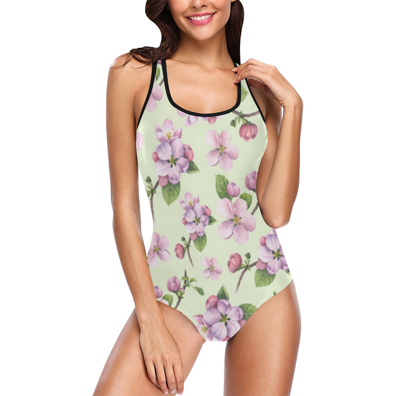 Apple blossom Pattern Print Design AB05 Women Swimsuit