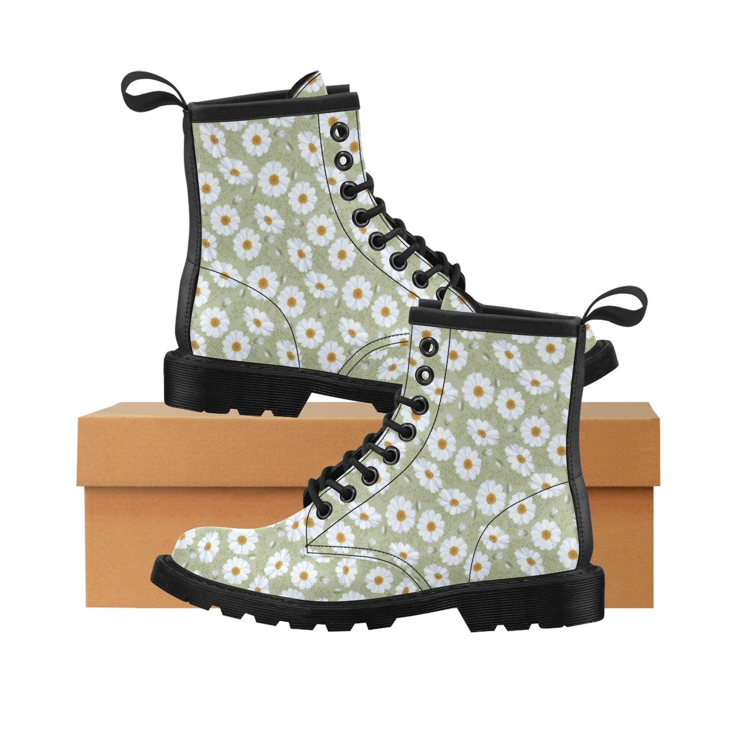 Daisy Yellow Print Pattern Women's Boots