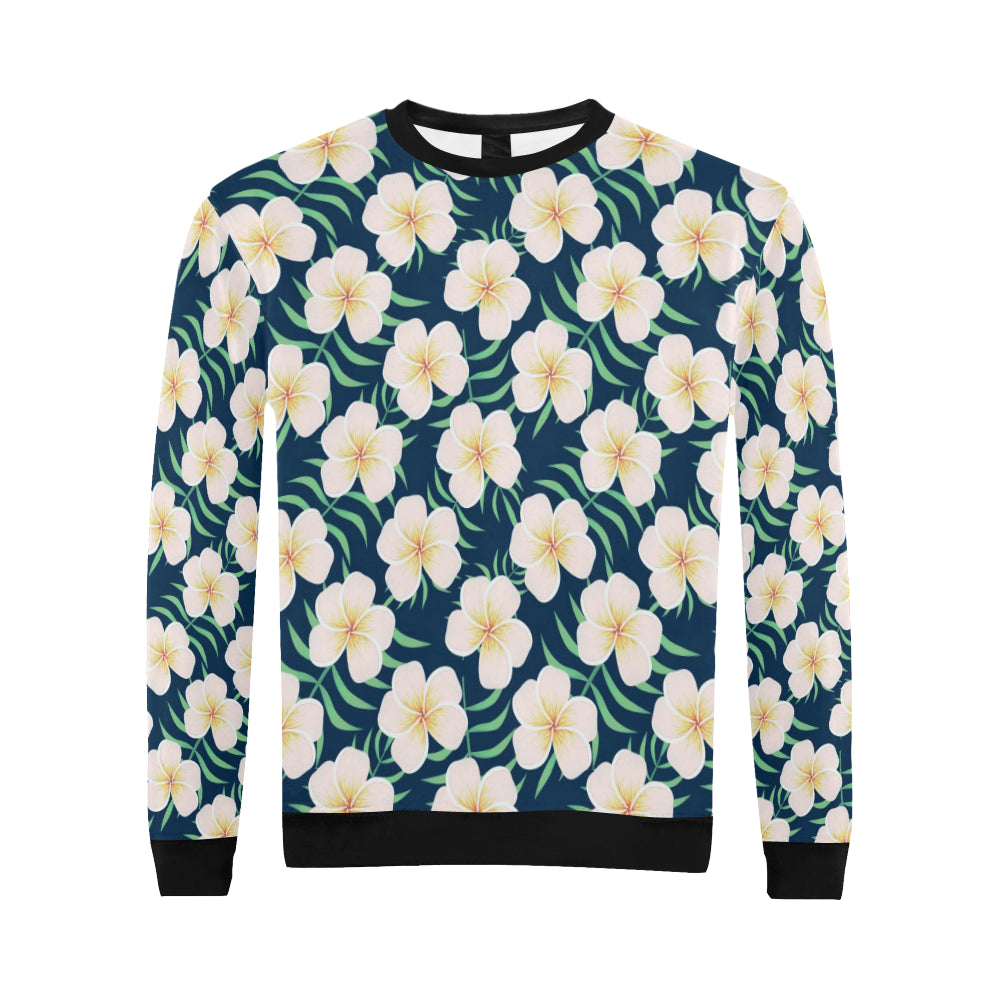 Pink Plumeria Pattern Print Design PM016 Men Long Sleeve Sweatshirt