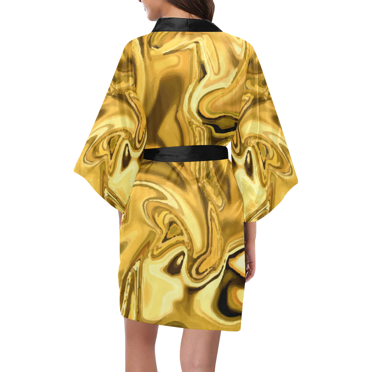 Liquid Pattern Print Design 03 Women's Short Kimono