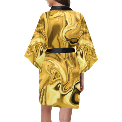 Liquid Pattern Print Design 03 Women's Short Kimono