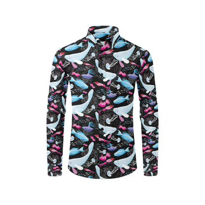 Manatee Pattern Print Design 02 Men's Long Sleeve Shirt