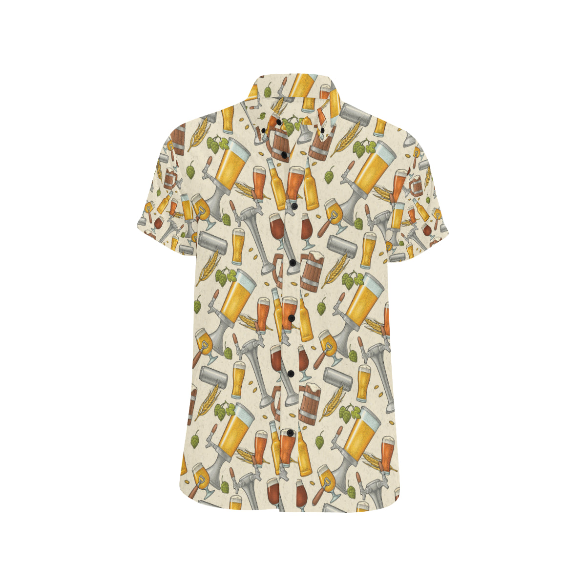 Beer Pattern Print Design 05 Men's Short Sleeve Button Up Shirt