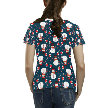 Snowman Print Design LKS301 Women's  T-shirt