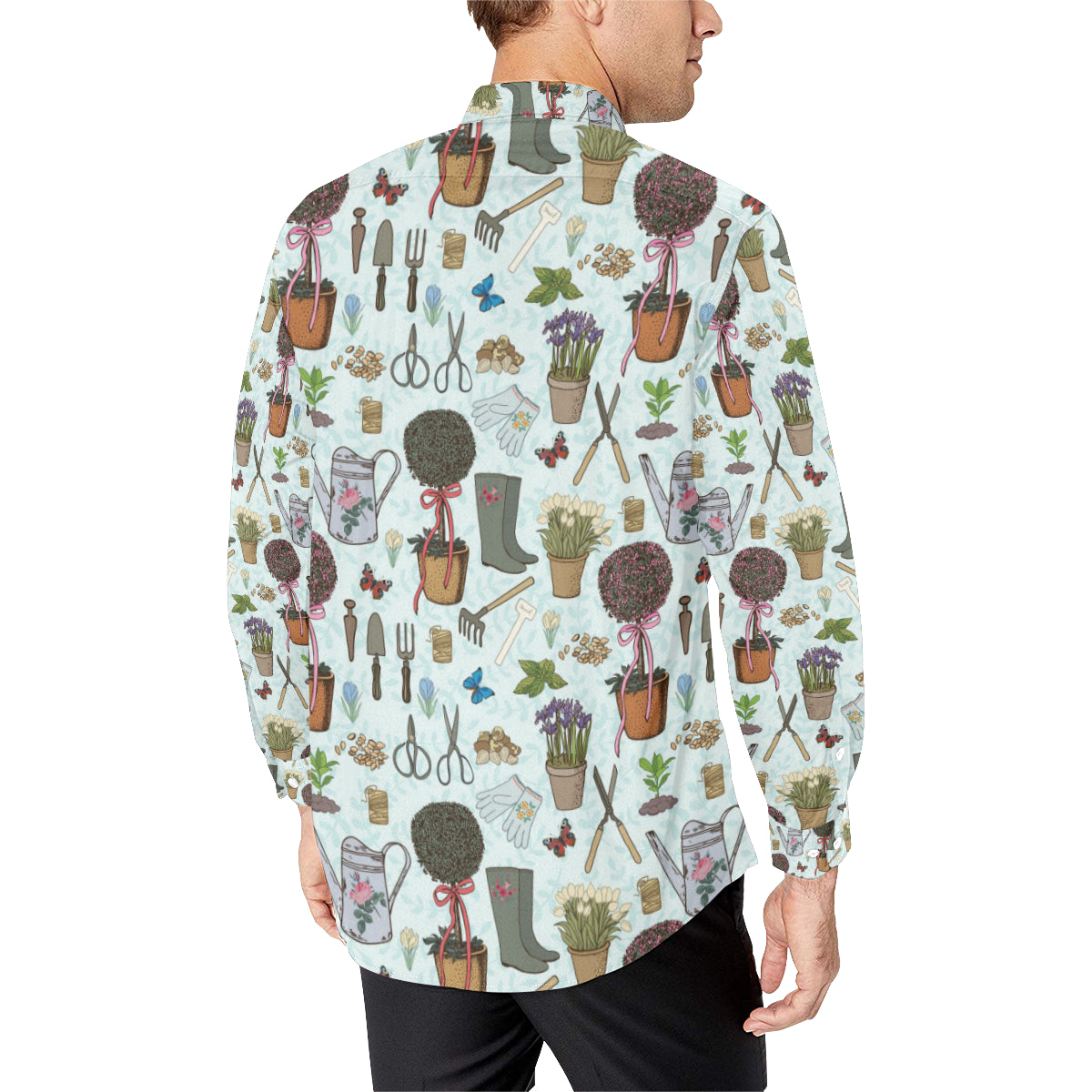Gardening Pattern Print Design G01 Men's Long Sleeve Shirt