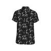 Deer Skeleton Print Pattern Men's Short Sleeve Button Up Shirt