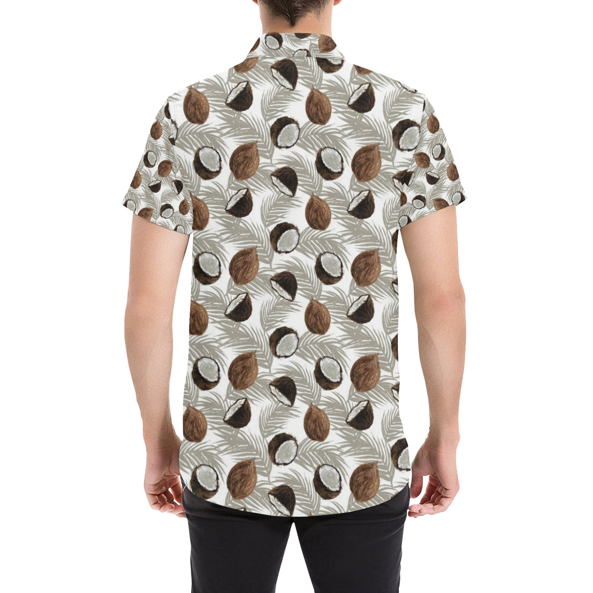 Coconut Pattern Print Design CN03 Men's Short Sleeve Button Up Shirt