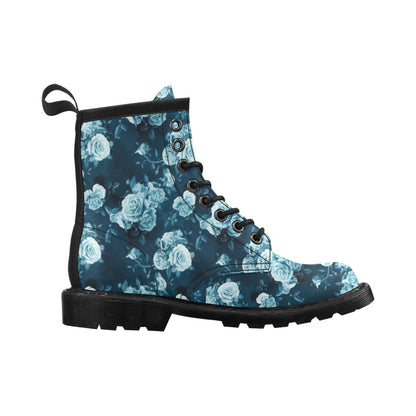 Rose Blue Pattern Print Design RO014 Women's Boots
