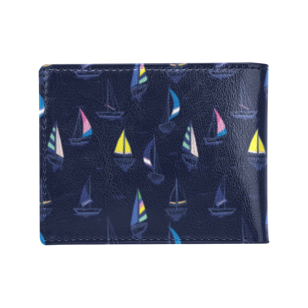 Sailboat Print Design LKS305 Men's ID Card Wallet