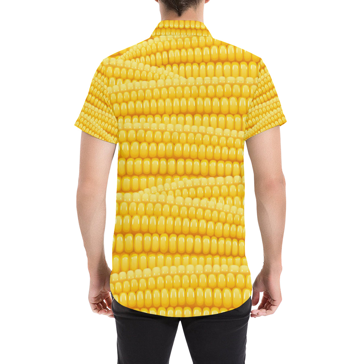 Agricultural Corn cob Pattern Men's Short Sleeve Button Up Shirt