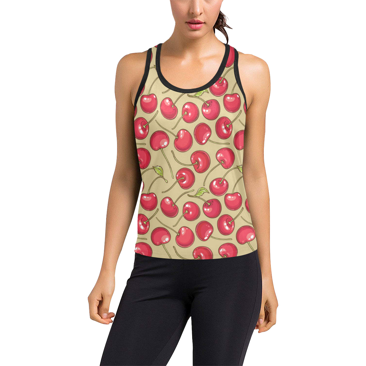 Cherry Pattern Print Design CH05 Women's Racerback Tank Top