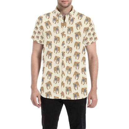 Bulldogs Pattern Print Design 01 Men's Short Sleeve Button Up Shirt