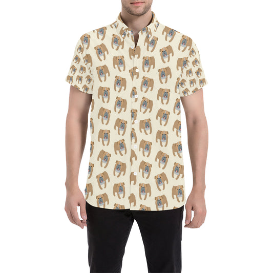Bulldogs Pattern Print Design 01 Men's Short Sleeve Button Up Shirt