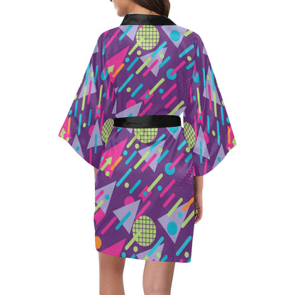 90s Pattern Print Design 4 Women's Short Kimono