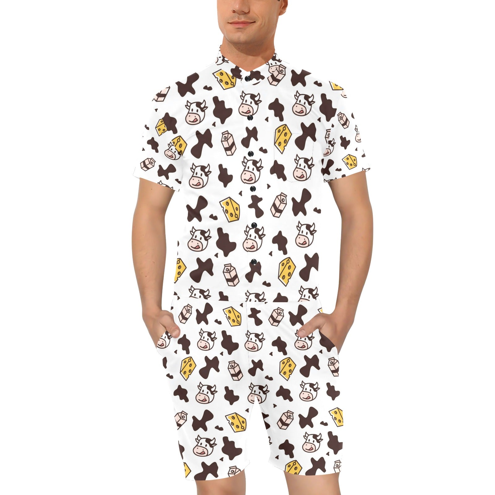 Cow Pattern Print Design 06 Men's Romper