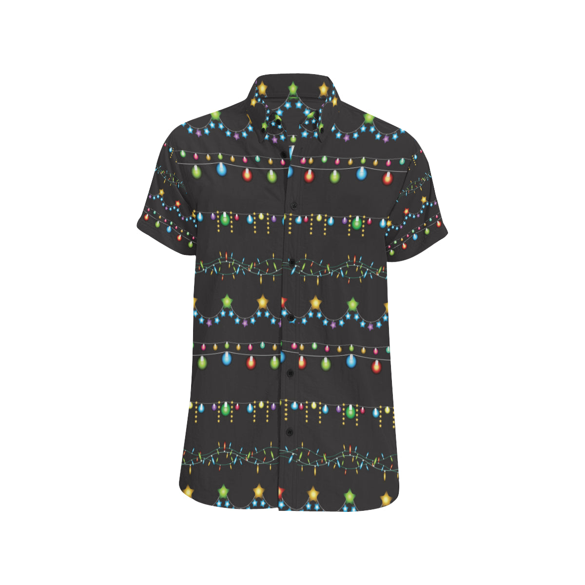 Christmas Light Pattern Print Design 01 Men's Short Sleeve Button Up Shirt