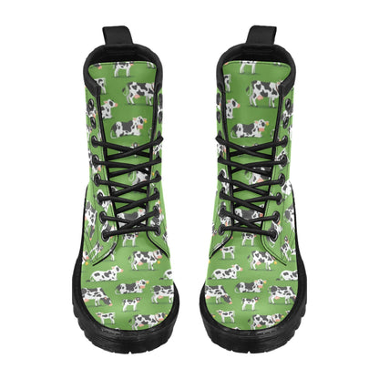 Cow Happy Print Pattern Women's Boots
