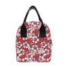 Red Hibiscus Pattern Print Design HB01 Insulated Lunch Bag