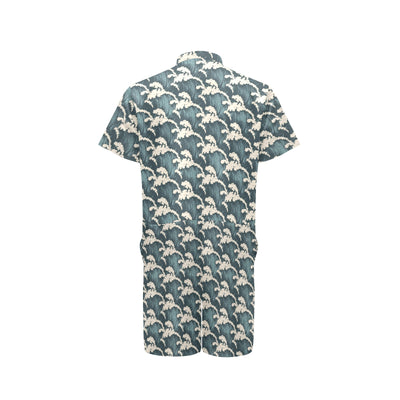 Wave Art Print Men's Romper