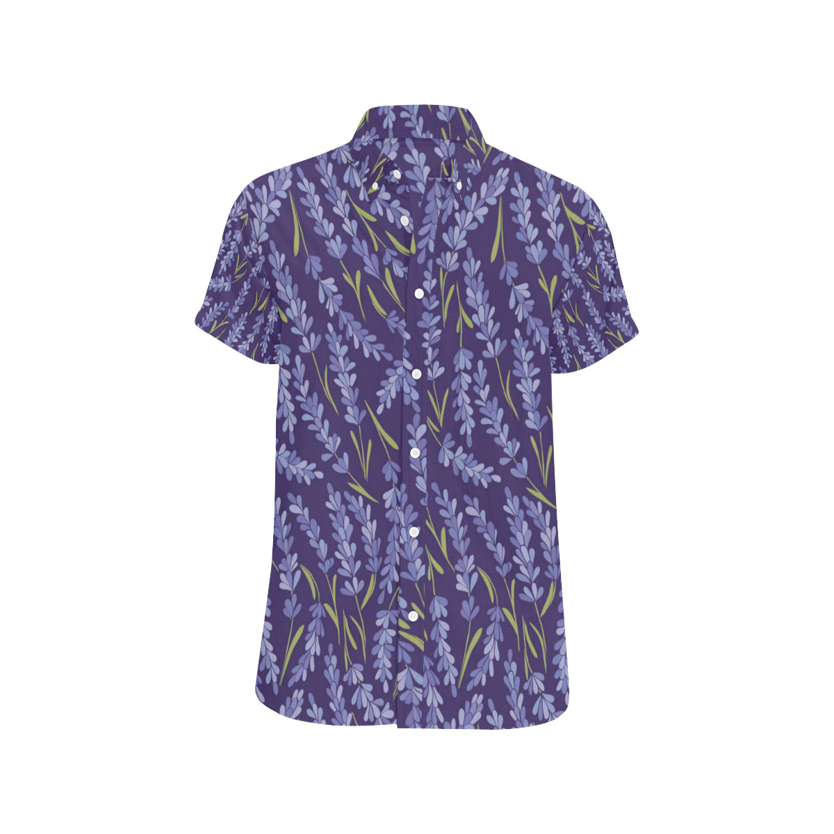 Lavender Pattern Print Design 03 Men's Short Sleeve Button Up Shirt