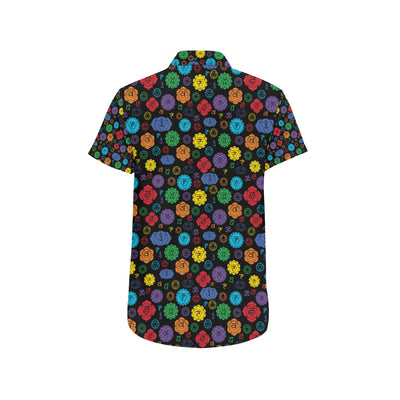 Chakra Pattern Print Design 01 Men's Short Sleeve Button Up Shirt