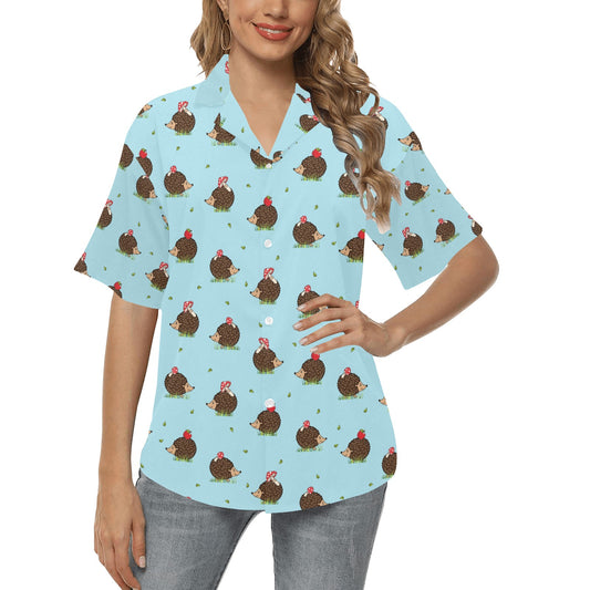 Hedgehog Print Design LKS402 Women's Hawaiian Shirt