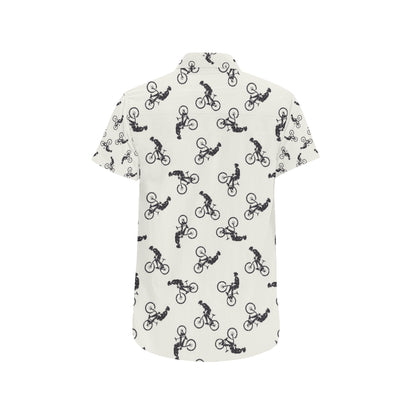 Mountain bike Pattern Print Design 01 Men's Short Sleeve Button Up Shirt