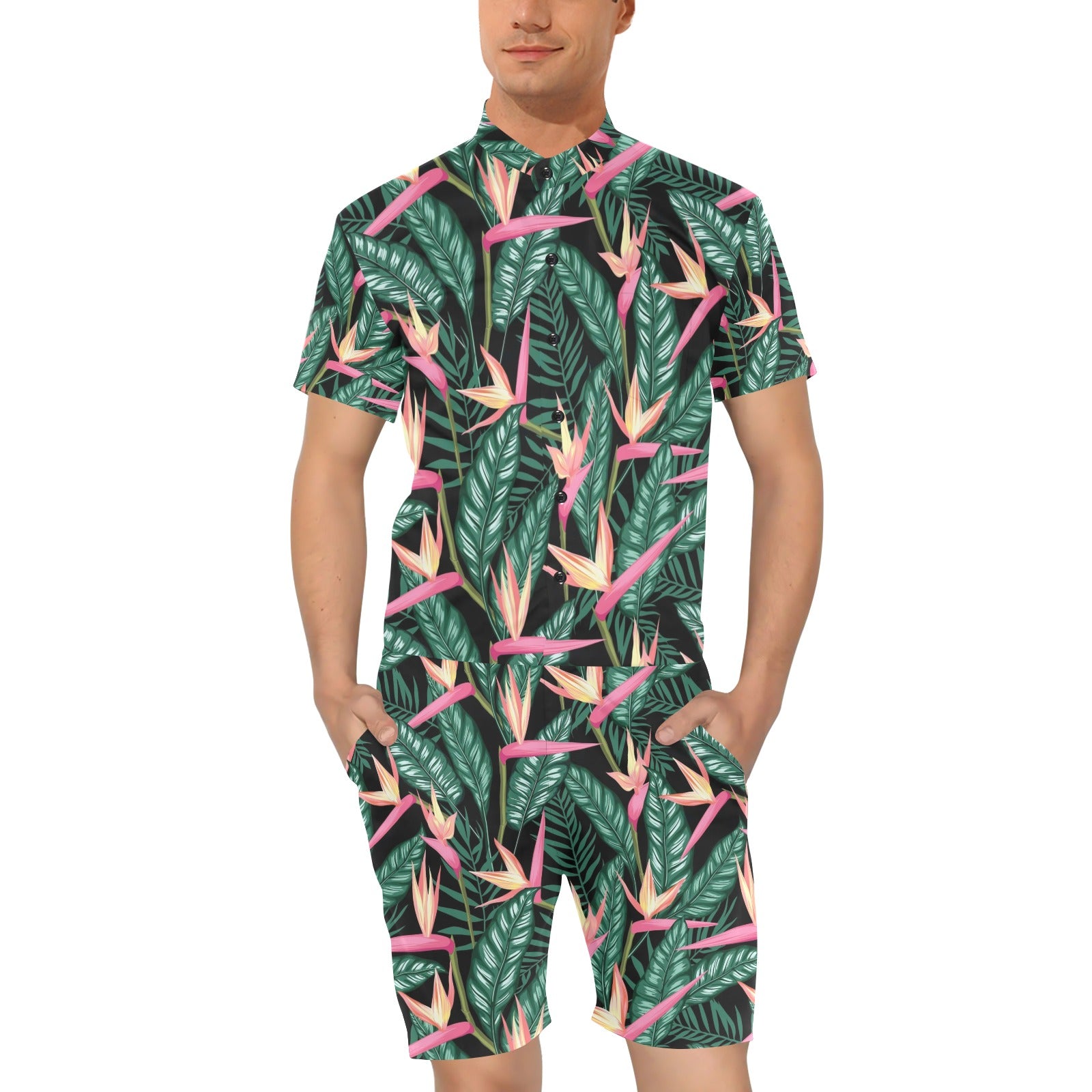 Bird Of Paradise Pattern Print Design BOP03 Men's Romper