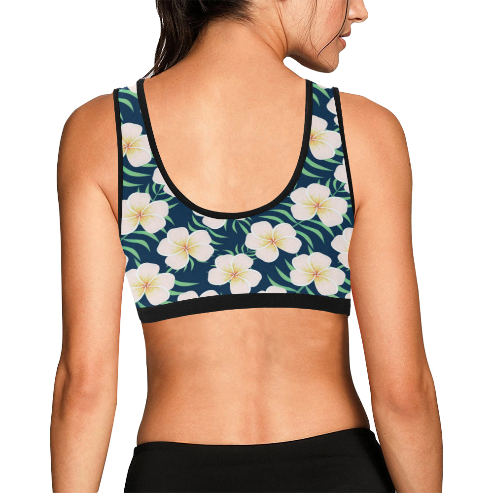 Pink Plumeria Pattern Print Design PM016 Sports Bra