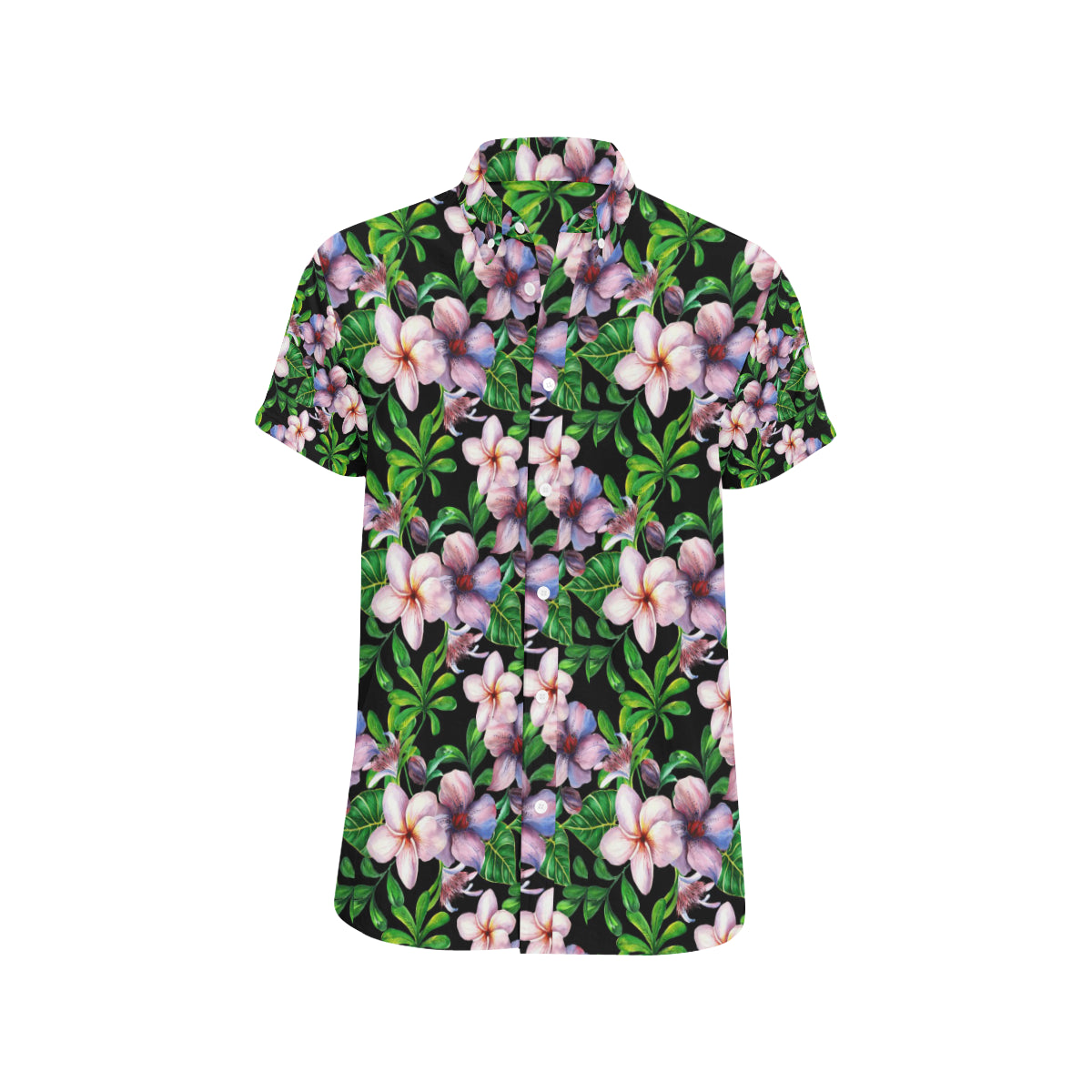 Plumeria Pattern Print Design PM01 Men's Short Sleeve Button Up Shirt