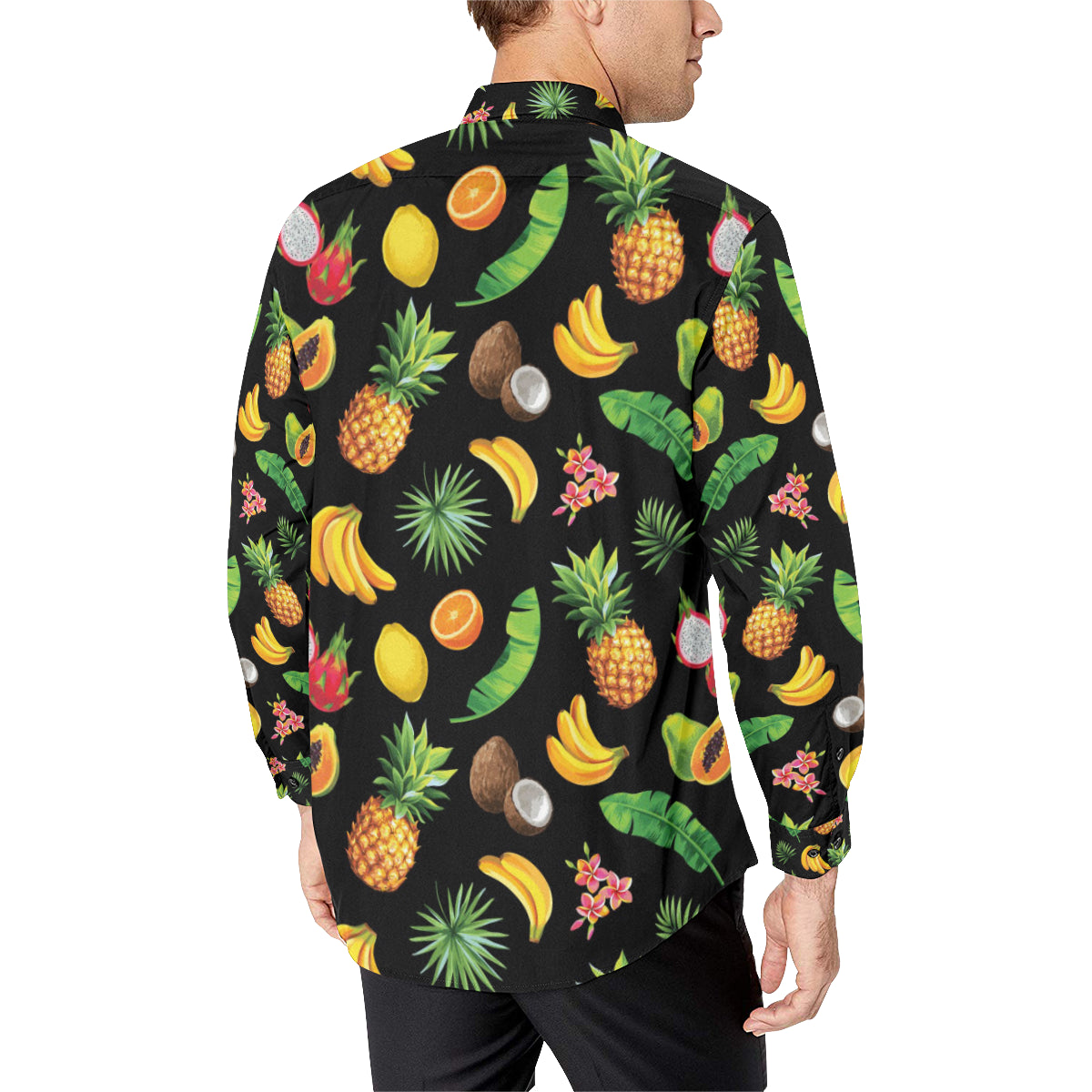 Tropical Fruits Pattern Print Design TF03 Men's Long Sleeve Shirt