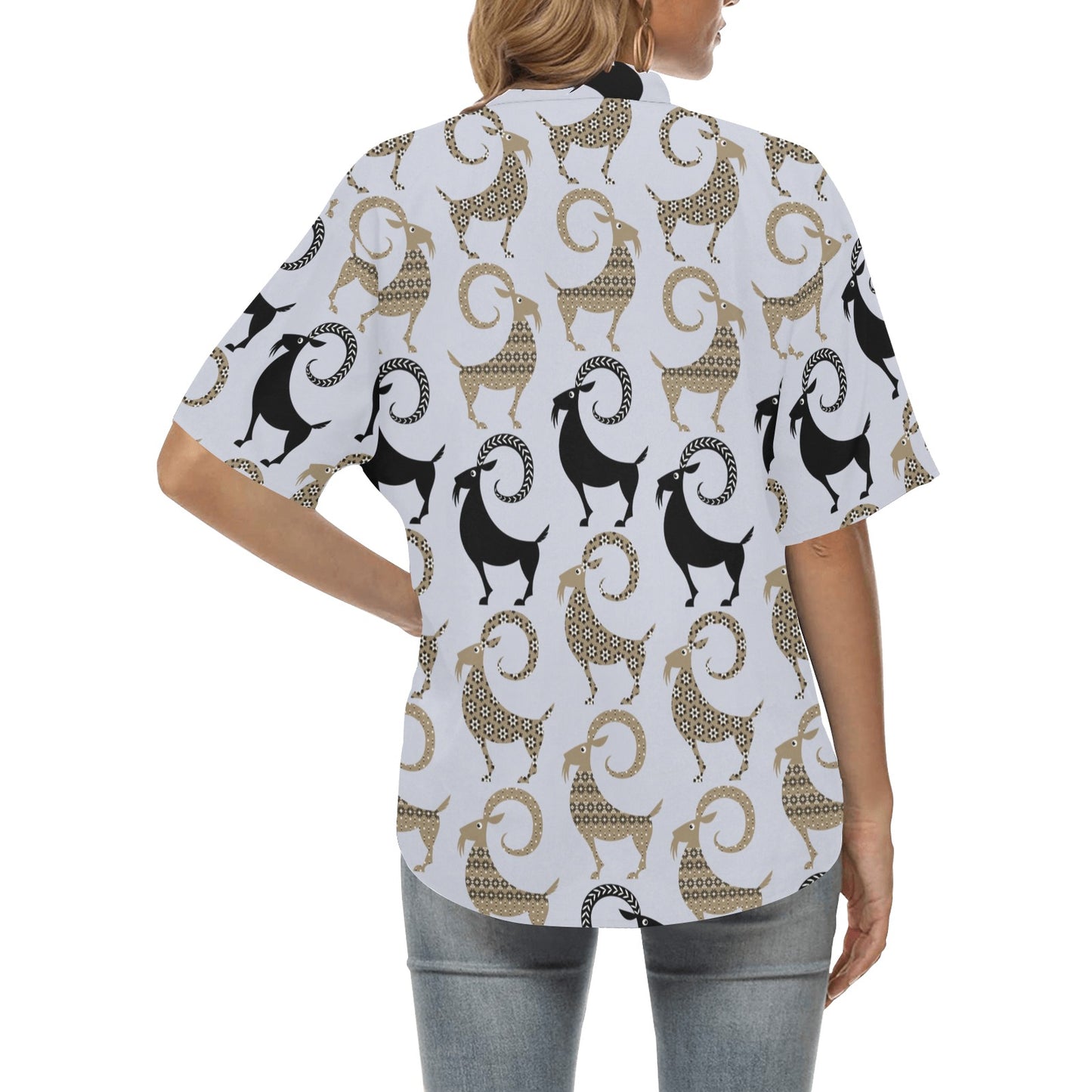Goat Pattern Print Design 03 Women's Hawaiian Shirt