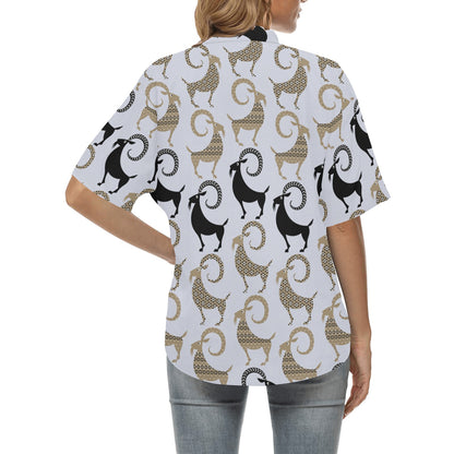 Goat Pattern Print Design 03 Women's Hawaiian Shirt