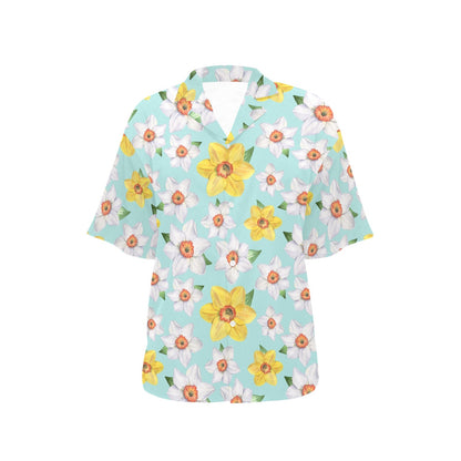 Daffodils Pattern Print Design DF07 Women's Hawaiian Shirt