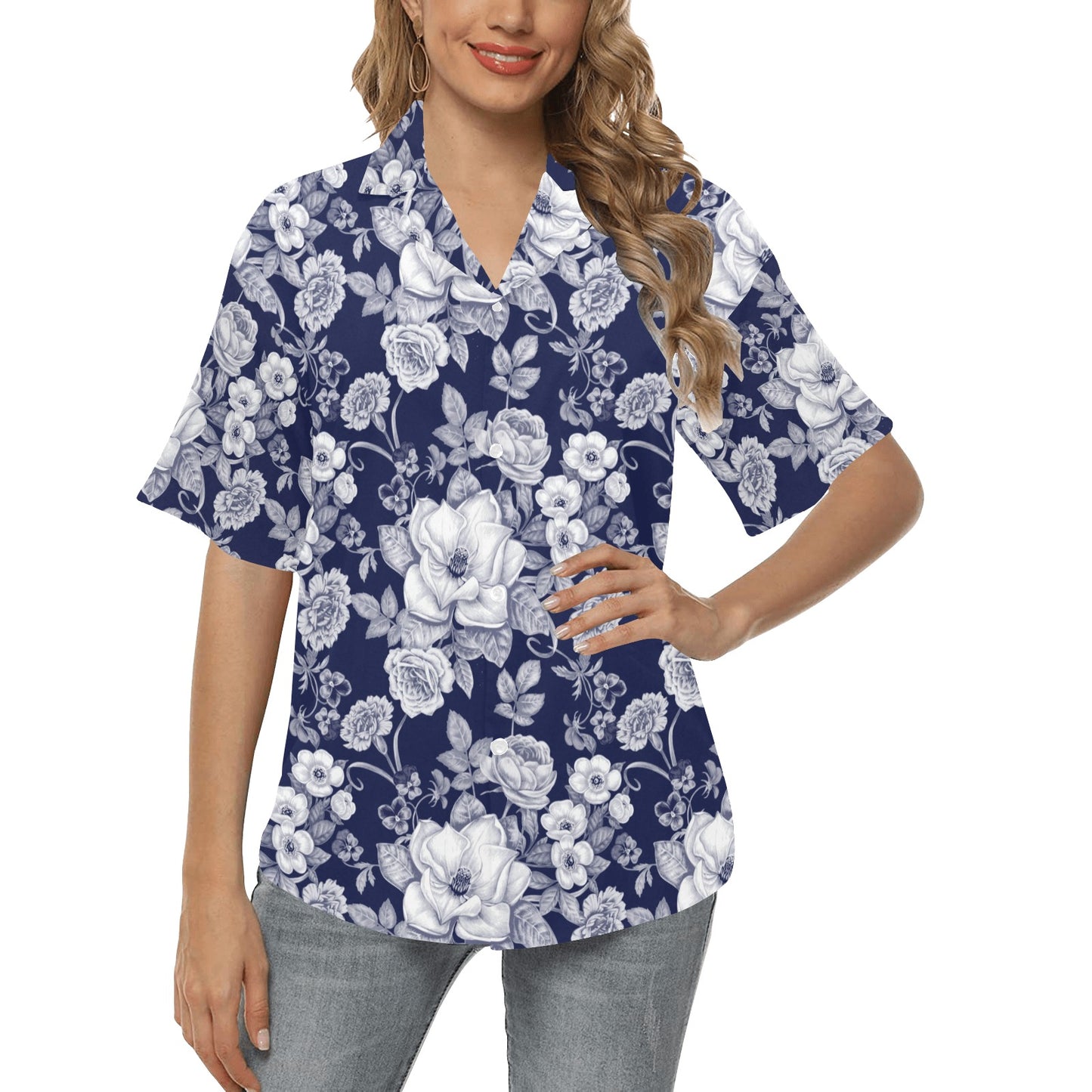 Floral Infrared Pattern Women's Hawaiian Shirt