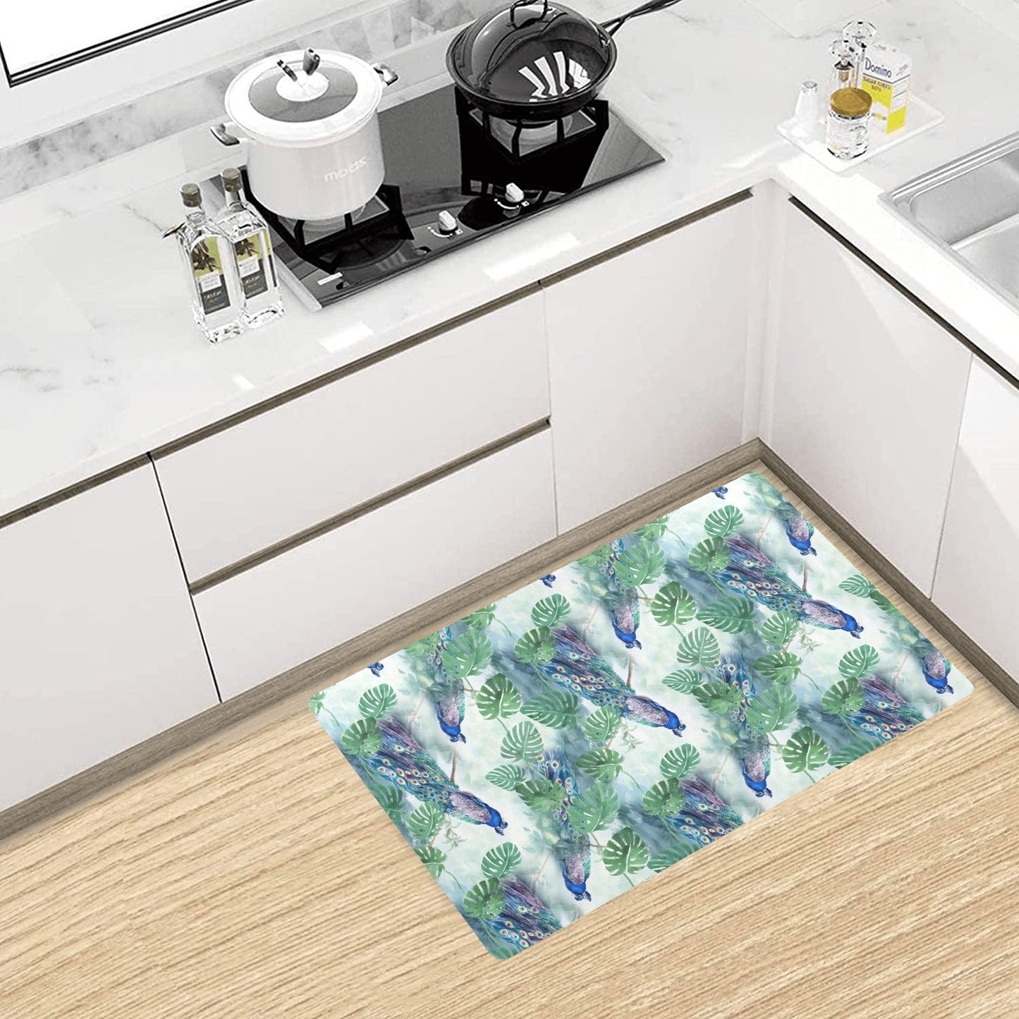 Peacock Pattern Print Design A02 Kitchen Mat