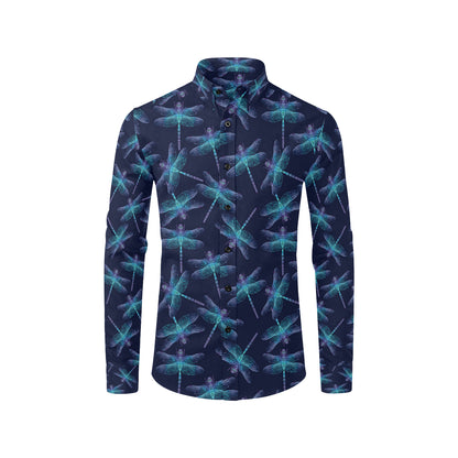 Dragonfly Hand Drawn Style Print Men's Long Sleeve Shirt