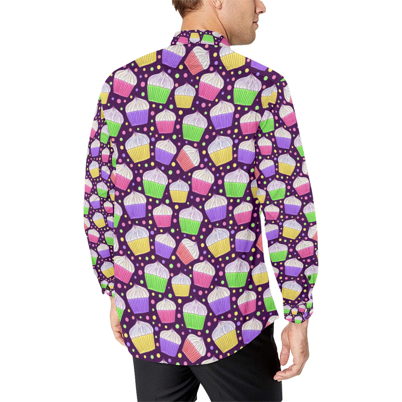 Cupcake Pattern Print Design CP07 Men's Long Sleeve Shirt