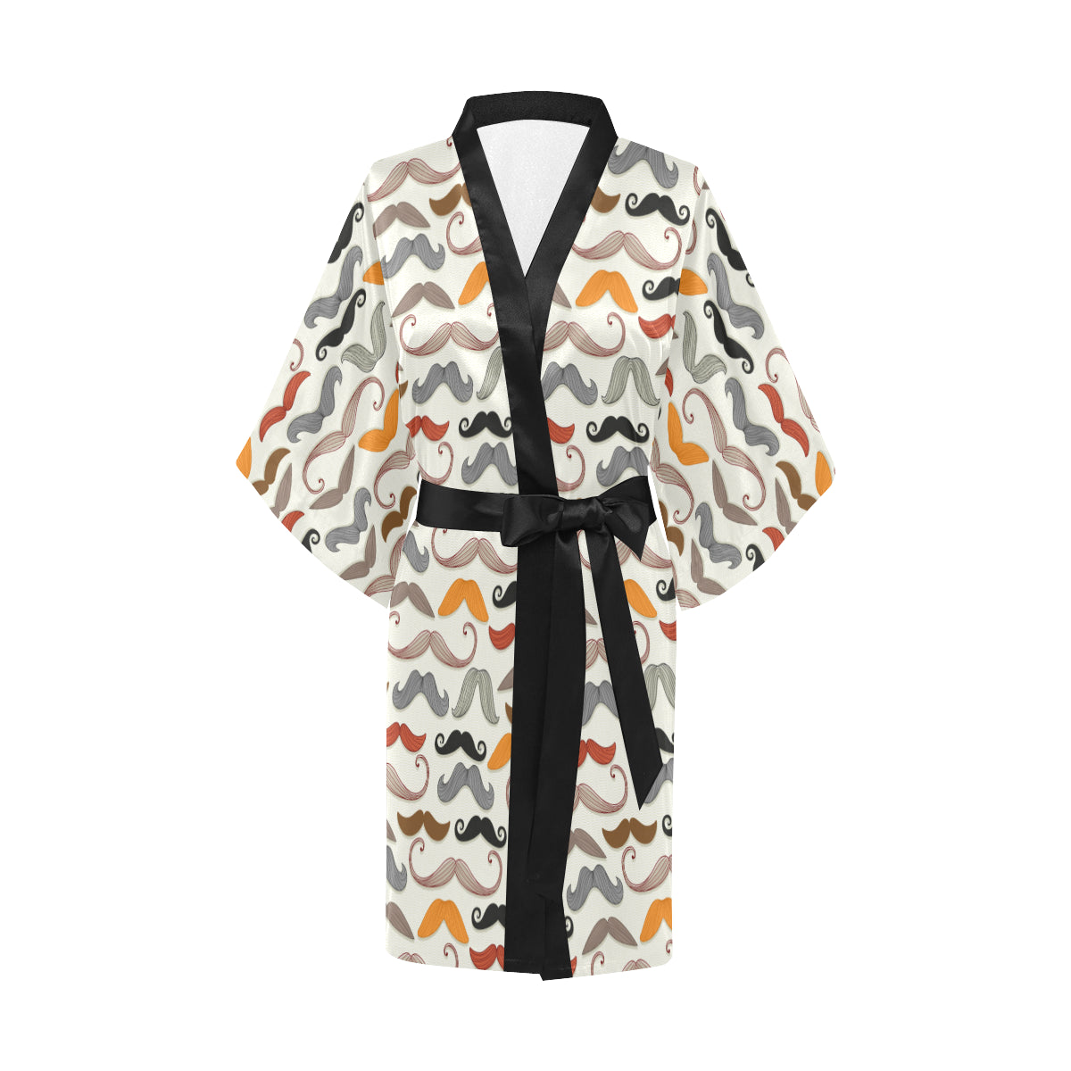 Mustache Pattern Print Design A02 Women's Short Kimono
