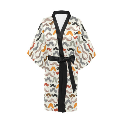Mustache Pattern Print Design A02 Women's Short Kimono