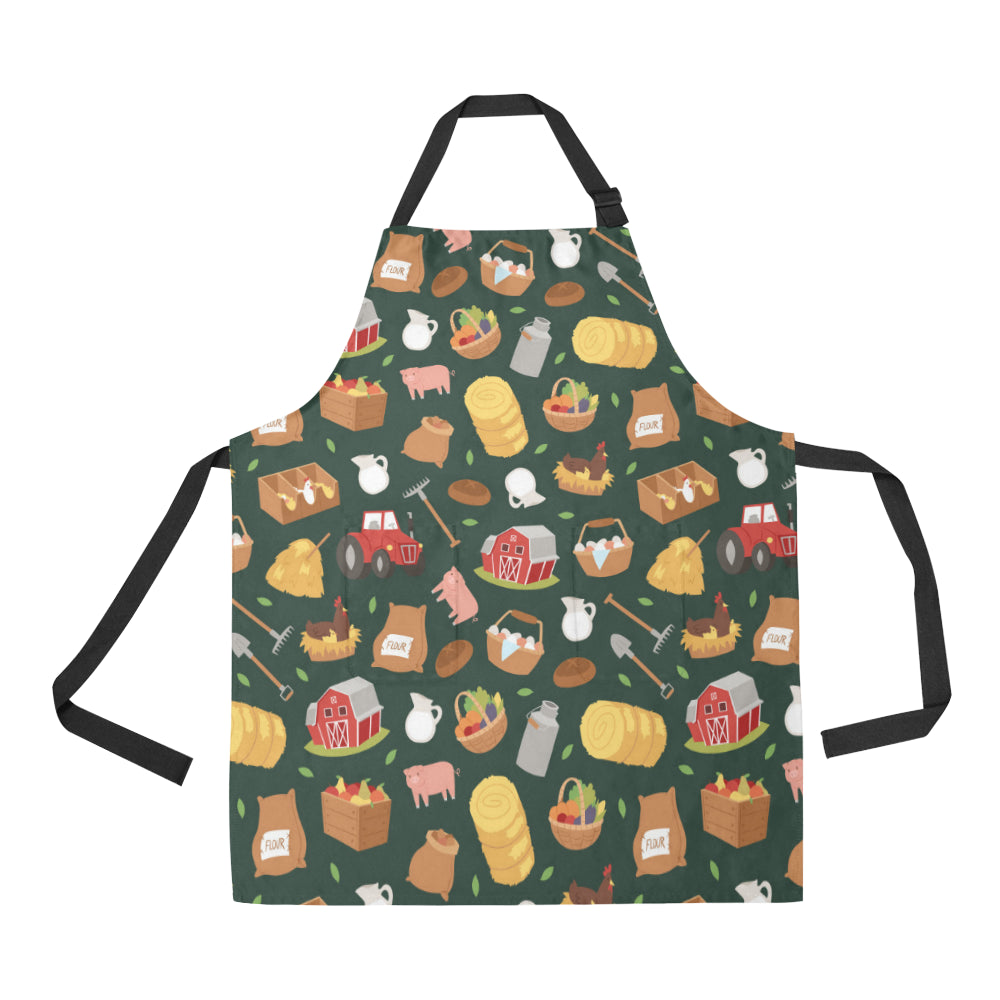 Agricultural Farm Print Design 02 Apron with Pocket